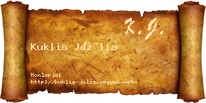 Kuklis Júlia névjegykártya